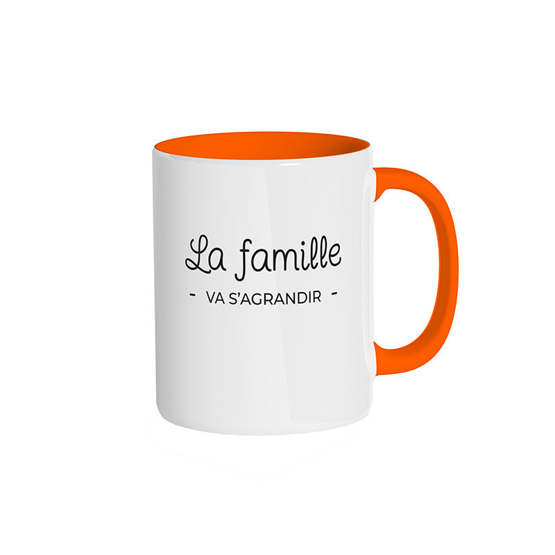 Mug orange "La famille va s'agrandir"