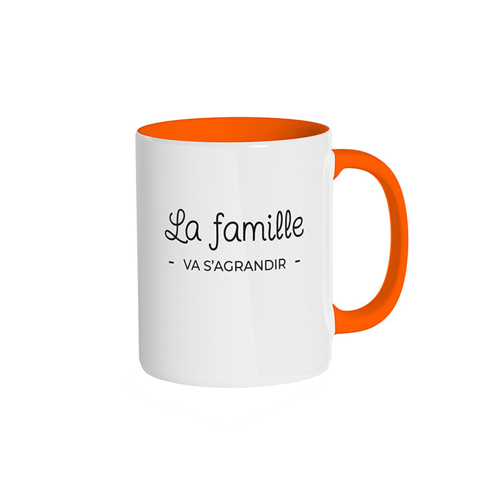 Mug orange "La famille va s'agrandir"