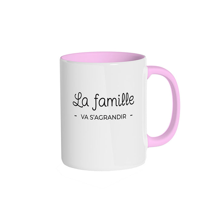 Mug rose clair "La famille va s'agrandir"