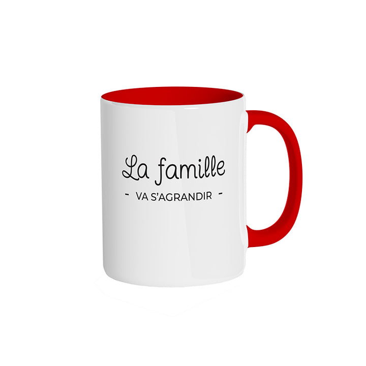 Mug rouge "La famille va s'agrandir"