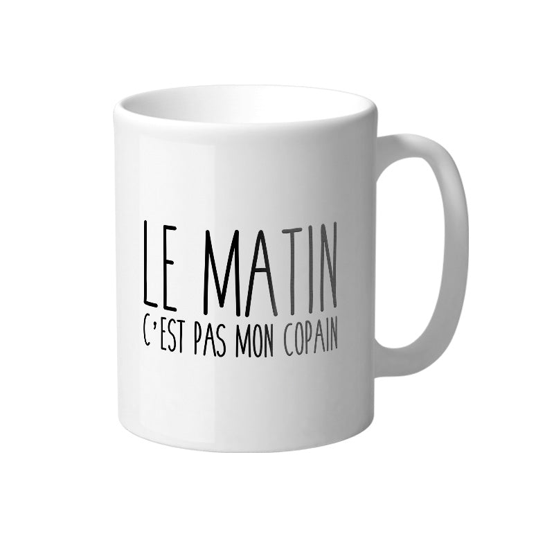 Mug blanc avec des designs colorés et humoristiques