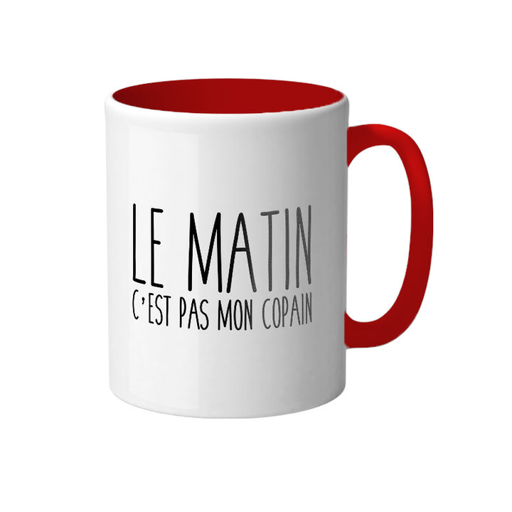 Mug blanc en céramique avec intérieur de couleur rouge Secret Santa