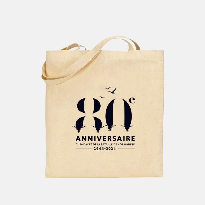 Tote-bag en coton bio imprimé avec le logo officiel du 80ème anniversaire du D-Day et de la Bataille de Normandie