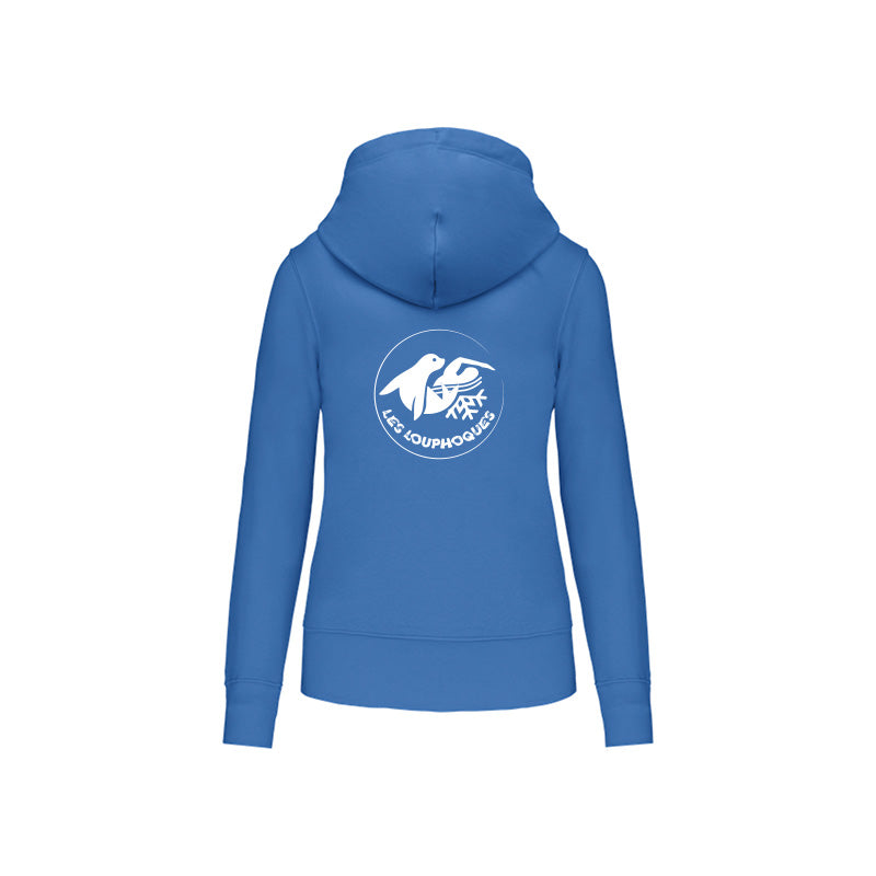 Dos du sweat-shirt à capuche Les Louphoques pour femme avec logo