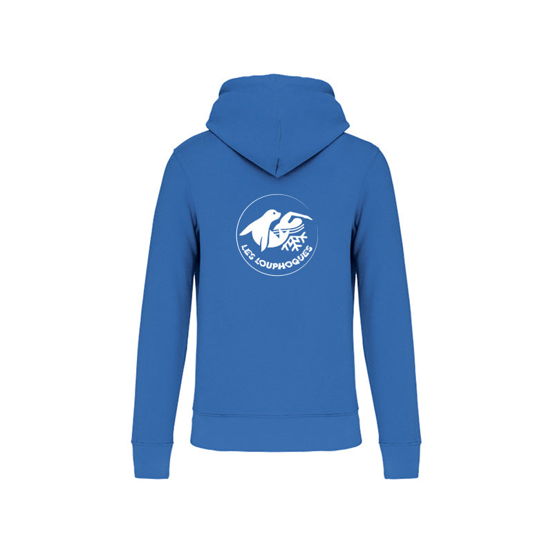 Dos du sweat-shirt à capuche Les Louphoques pour homme avec logo