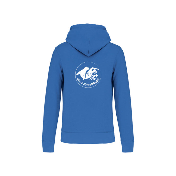 Dos du sweat-shirt à capuche Les Louphoques pour homme avec logo