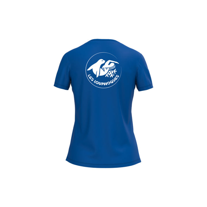 Dos du t-shirt à manches courtes Les Louphoques pour femme bleu roi avec logo