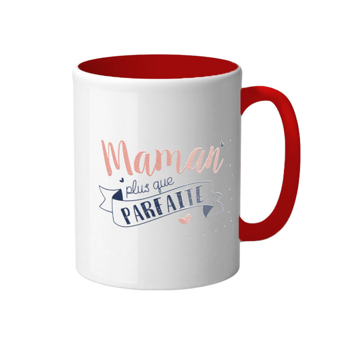 Mug blanc en céramique avec intérieur de couleur rouge Secret Santa