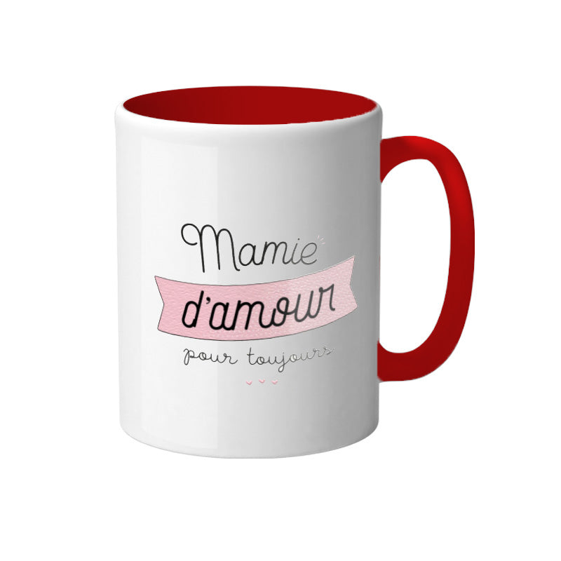 Mug blanc en céramique avec intérieur de couleur rouge Secret Santa