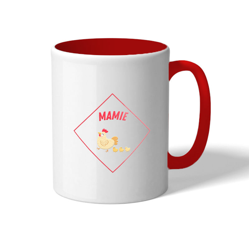 Mug blanc en céramique avec intérieur de couleur rouge Secret Santa