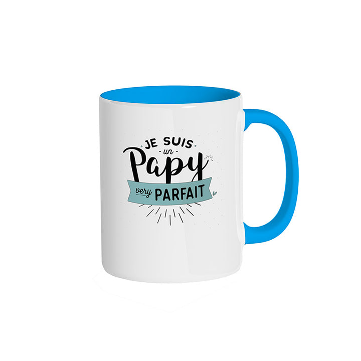 Mug bleu ciel "Je suis un papy very parfait"