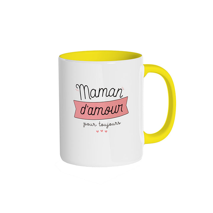 Mug jaune "Maman d'amour pour toujours"