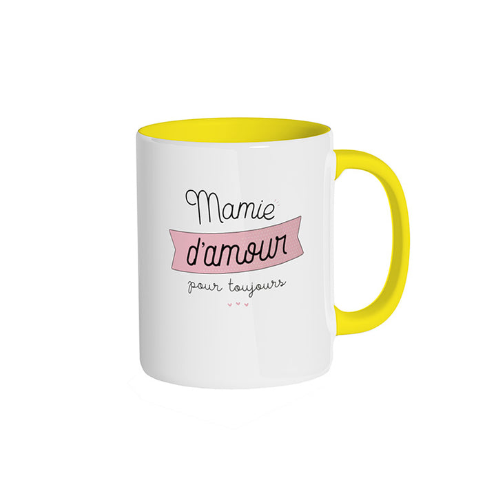 Mug jaune "Mamie d'amour pour toujours"