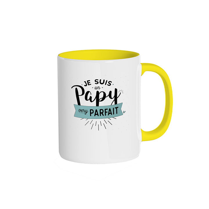 Mug jaune "Je suis un papy very parfait"