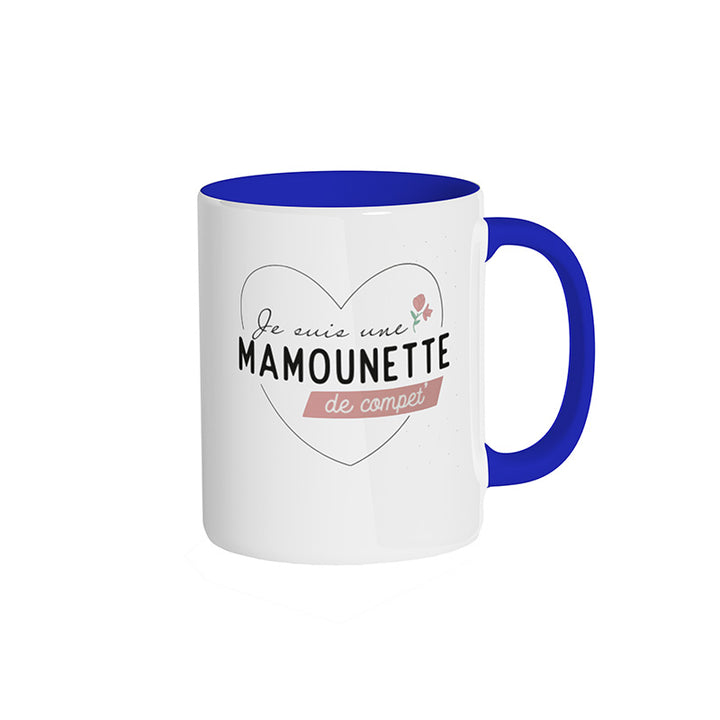 Mug bleu roi "Je suis une mamounette de compet'"