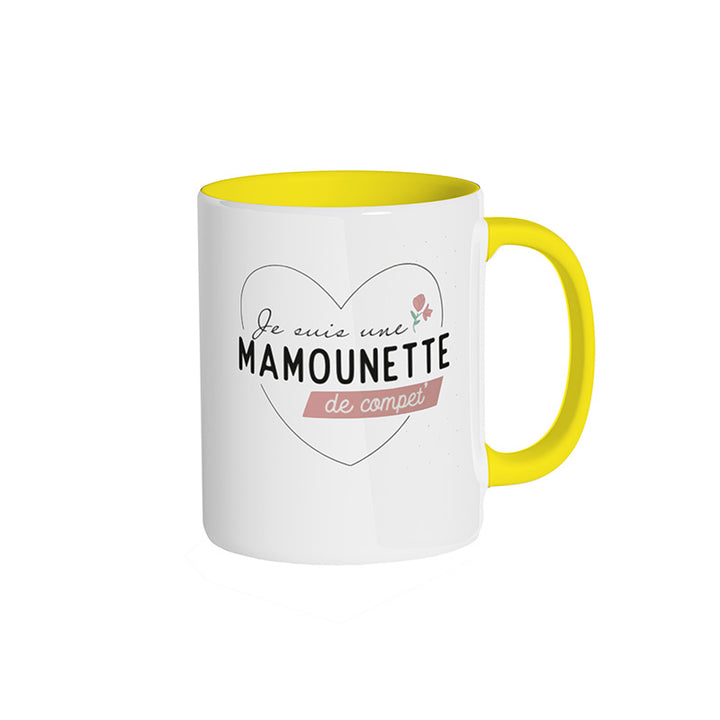 Mug jaune "Je suis une mamounette de compet'"