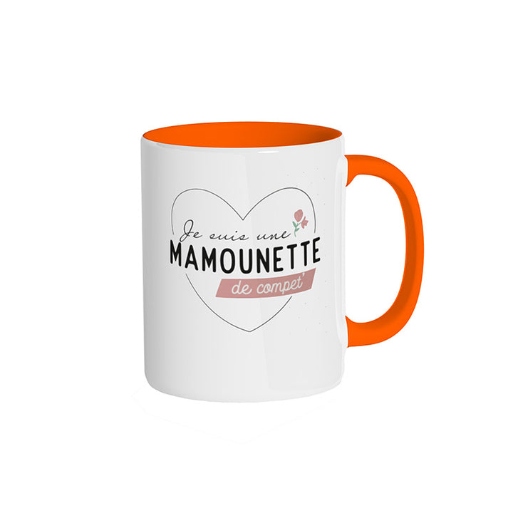 Mug orange "Je suis une mamounette de compet'"