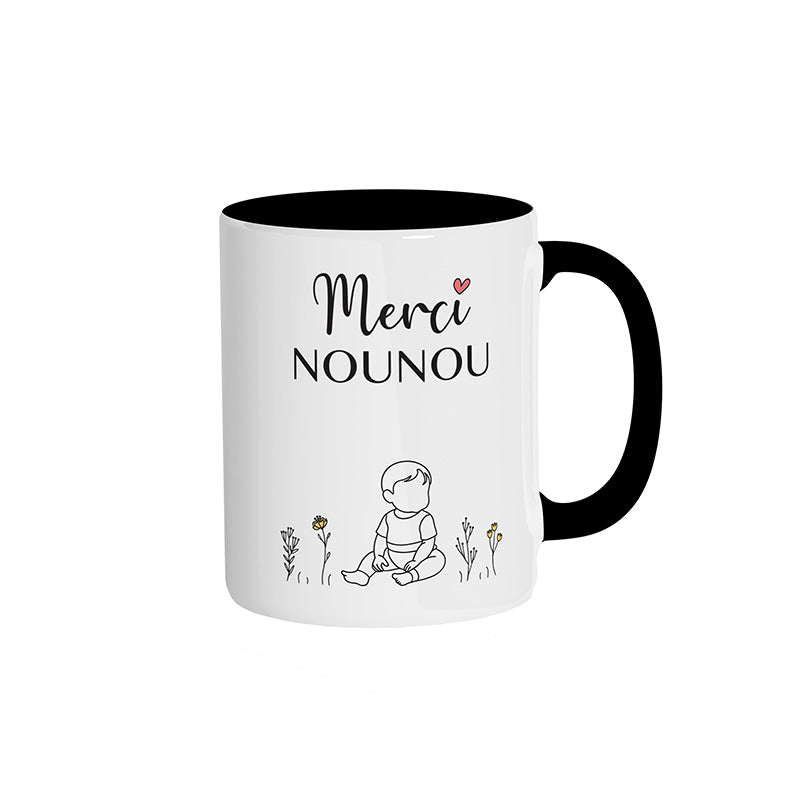 Mug noir "Merci Nounou"