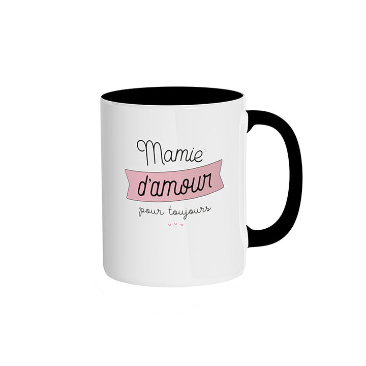 Mug noir "Mamie d'amour pour toujours"