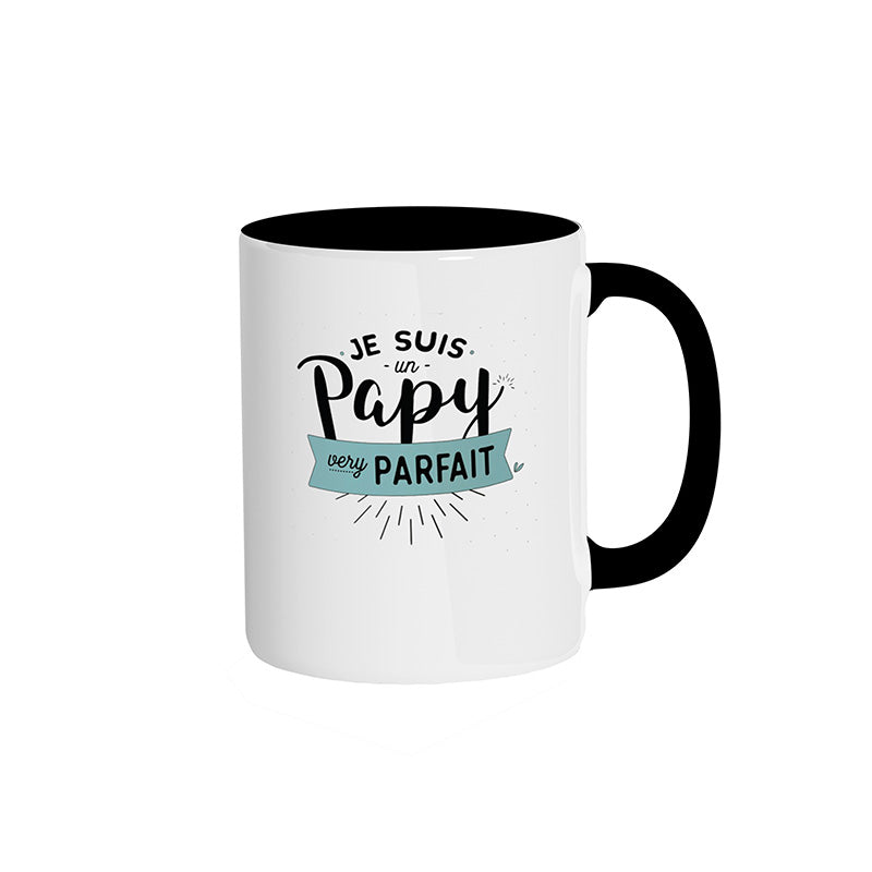 Mug noir "Je suis un papy very parfait"