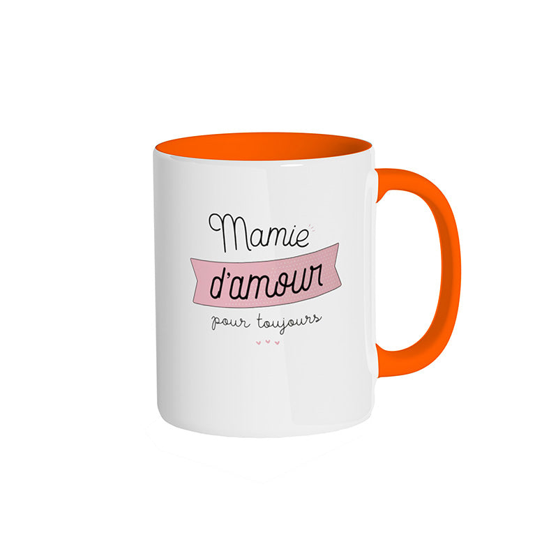 Mug orange "Mamie d'amour pour toujours"