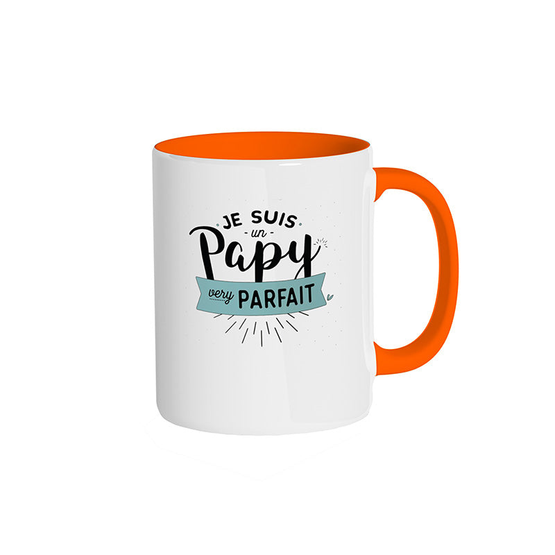 Mug orange "Je suis un papy very parfait"