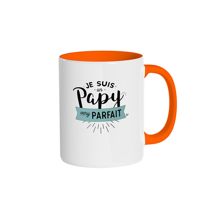 Mug orange "Je suis un papy very parfait"