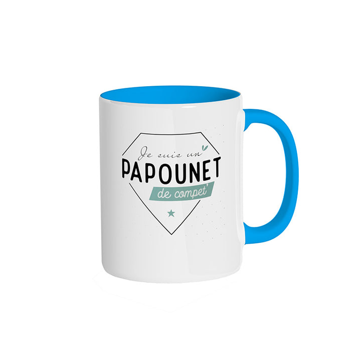 Mug bleu clair "Je suis un papounet de compet'"
