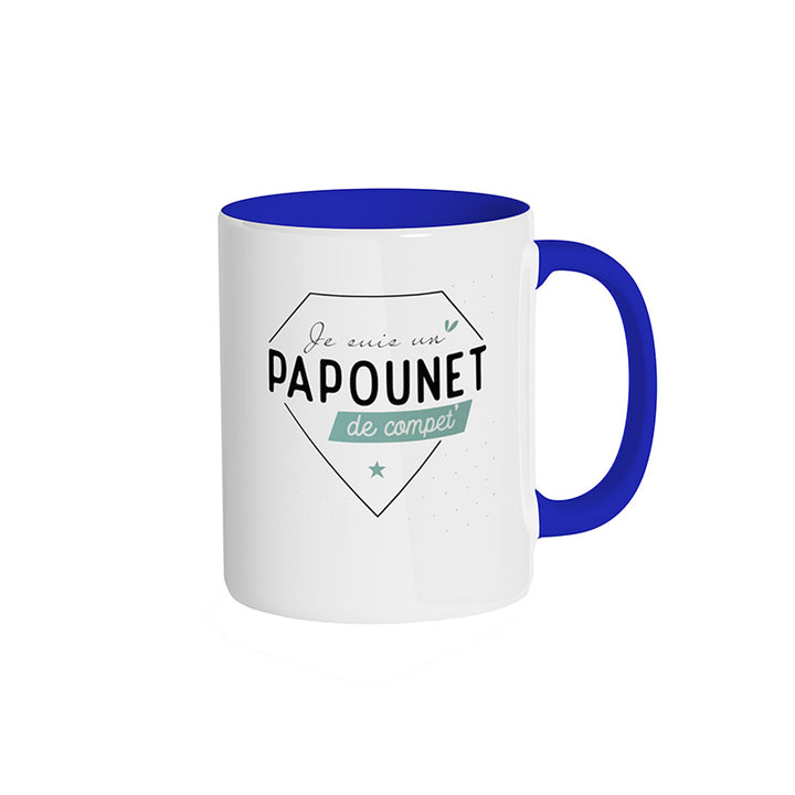 Mug bleu roi "Je suis un papounet de compet'"