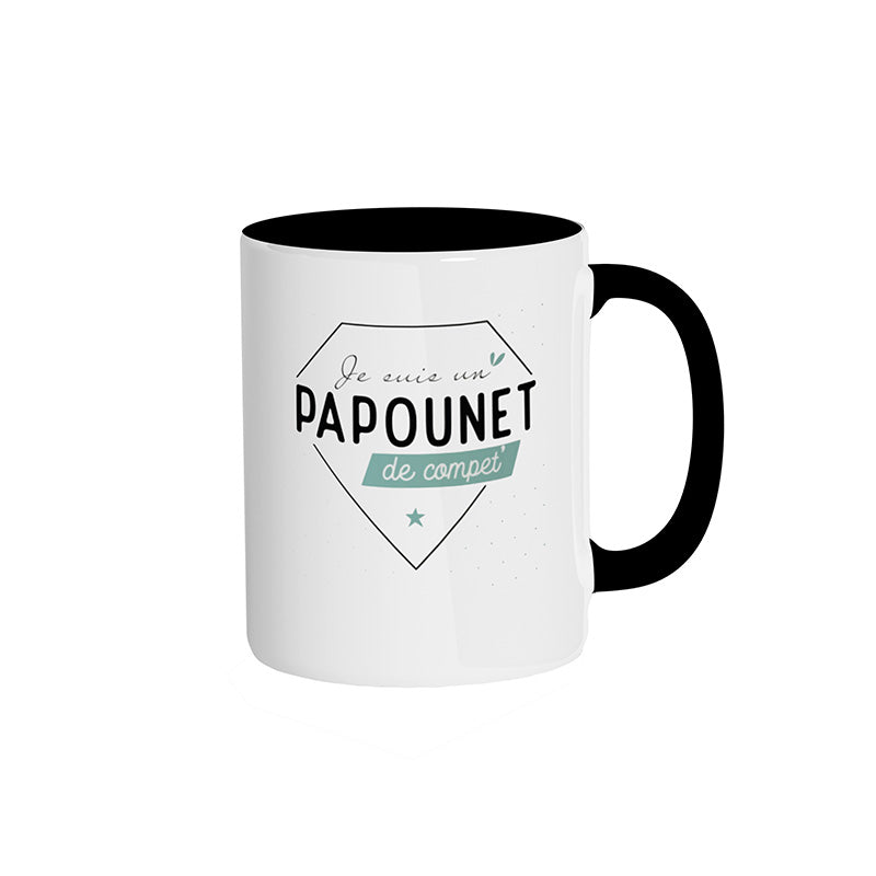 Mug noir "Je suis un papounet de compet'"