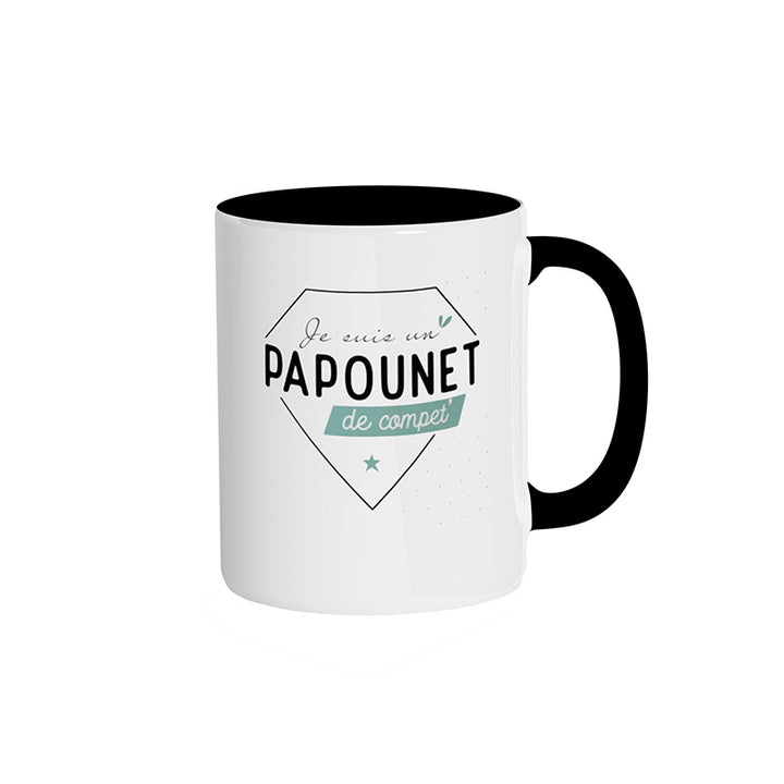 Mug noir "Je suis un papounet de compet'"