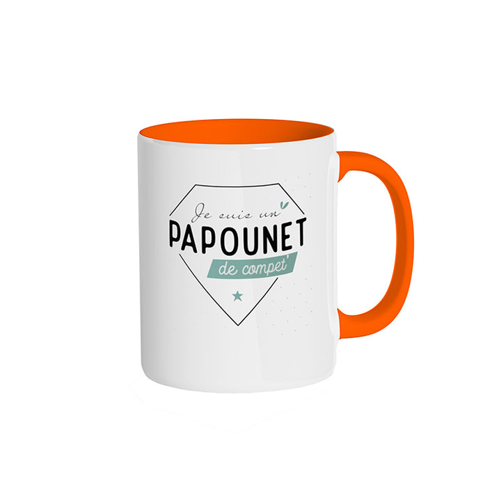 Mug orange "Je suis un papounet de compet'"