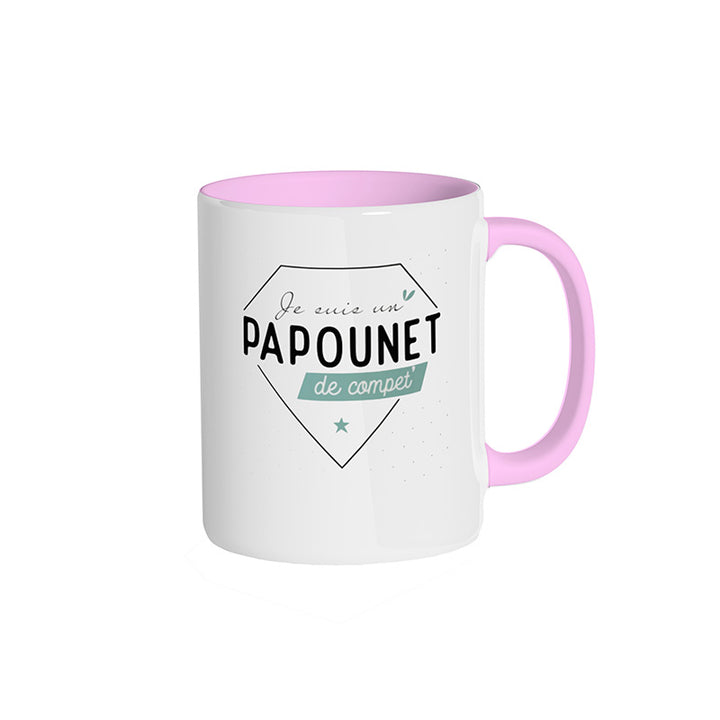 Mug rose clair "Je suis un papounet de compet'"