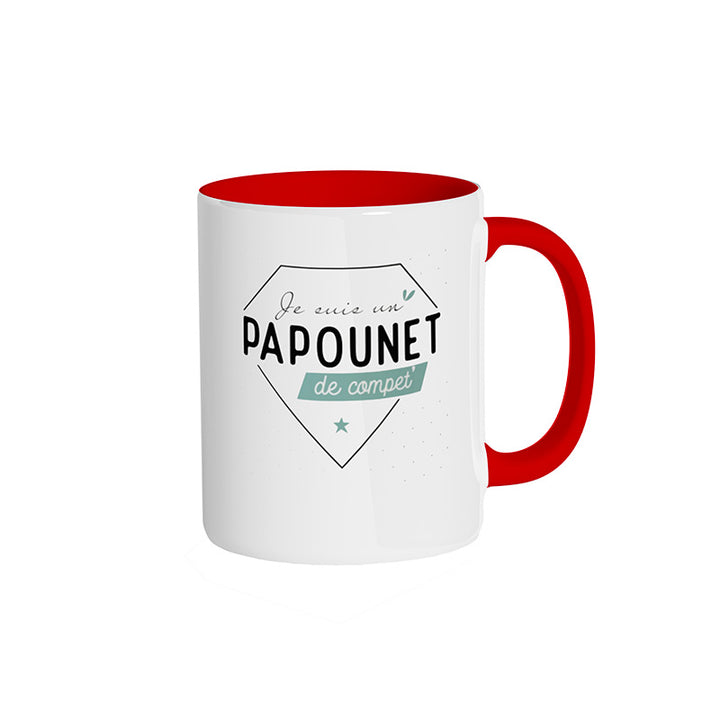Mug rouge "Je suis un papounet de compet'"