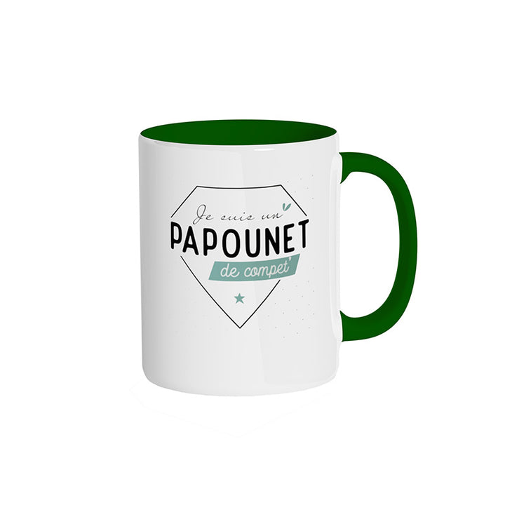 Mug vert "Je suis un papounet de compet'"