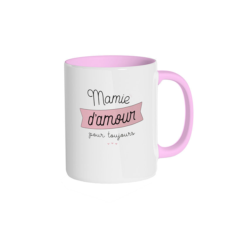 Mug rose clair "Mamie d'amour pour toujours"