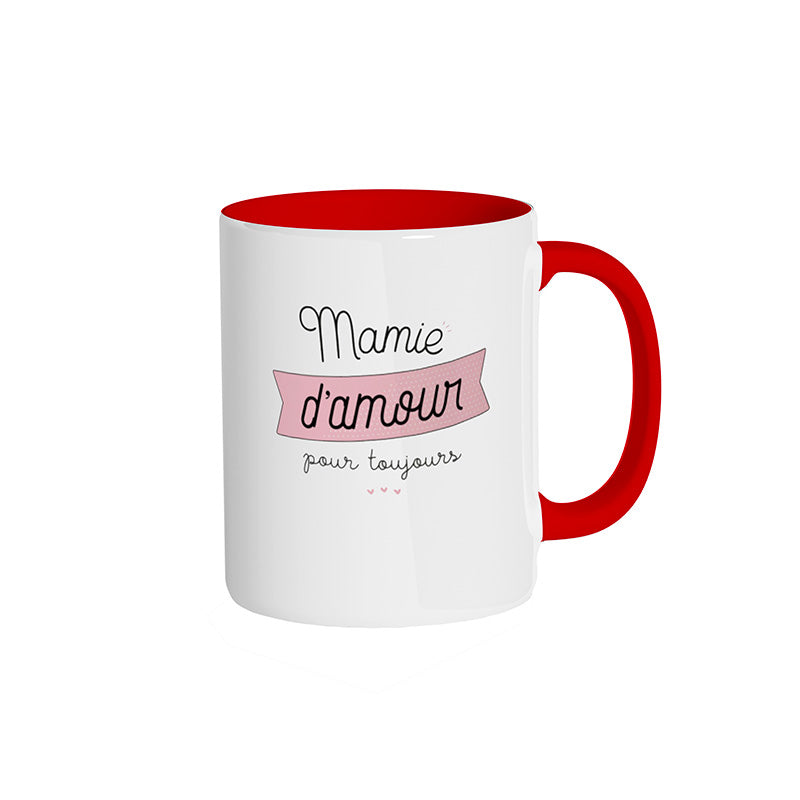 Mug rouge "Mamie d'amour pour toujours"