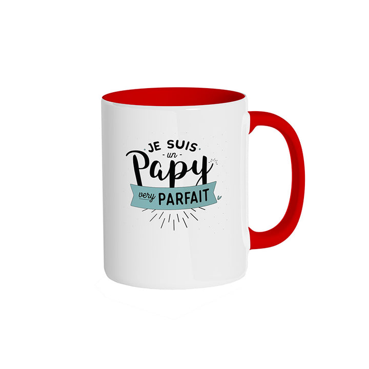 Mug rouge "Je suis un papy very parfait"