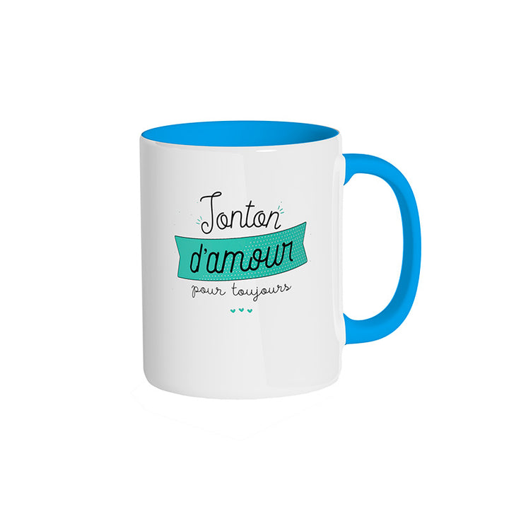 Mug bleu ciel "Tonton d'amour pour toujours"