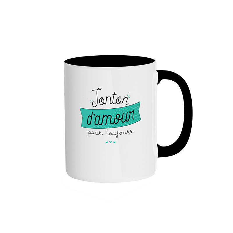 Mug noir "Tonton d'amour pour toujours"