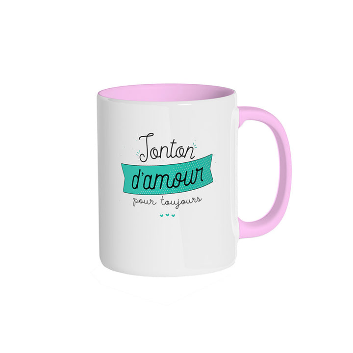 Mug rose clair "Tonton d'amour pour toujours"