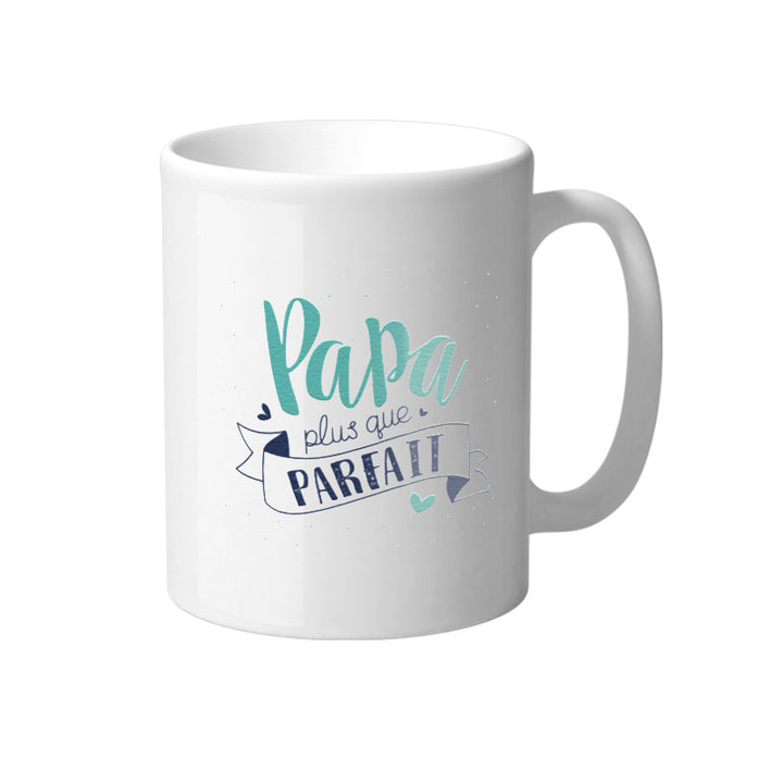 Mug blanc avec des designs colorés et humoristiques