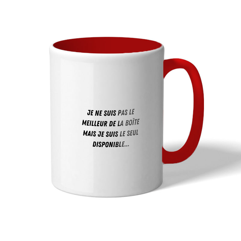 Mug blanc en céramique avec intérieur de couleur rouge Secret Santa