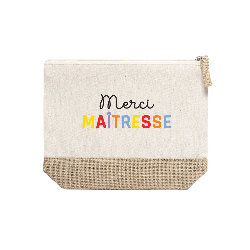 Pochette en jute "Merci Maîtresse"