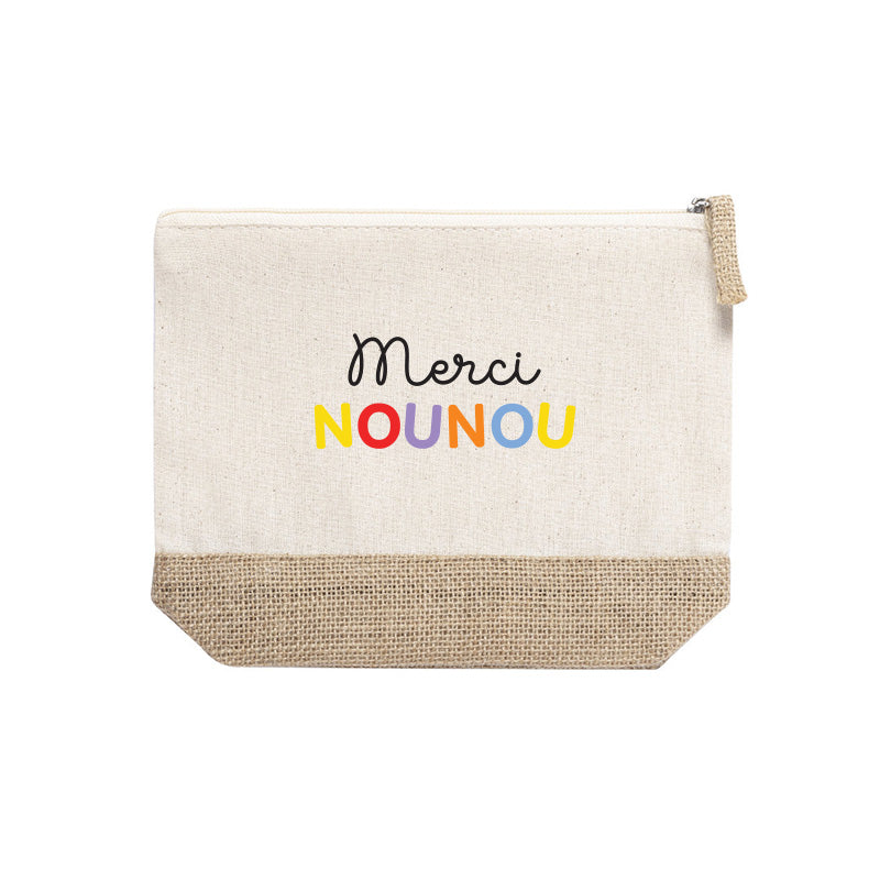 Pochette en jute "Merci Nounou"