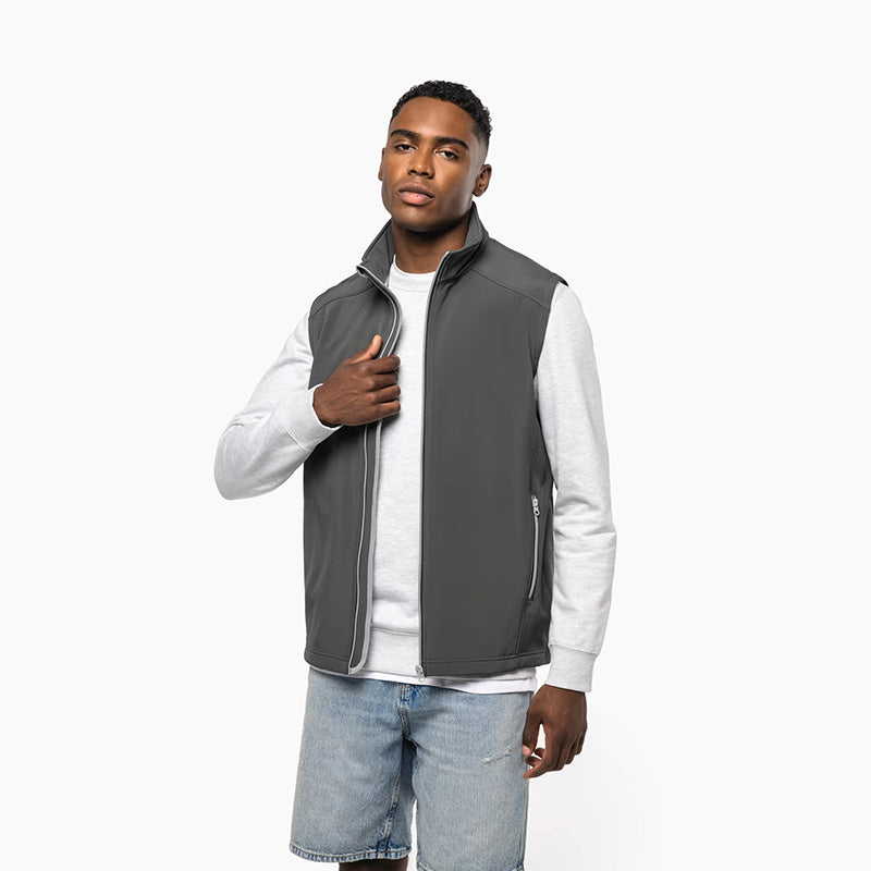 Poitrine softshell à manches courtes personnalisé pour homme