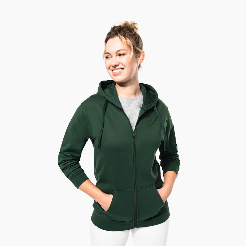 Poitrine du sweat-shirt zippé unisexe personnalisé vert