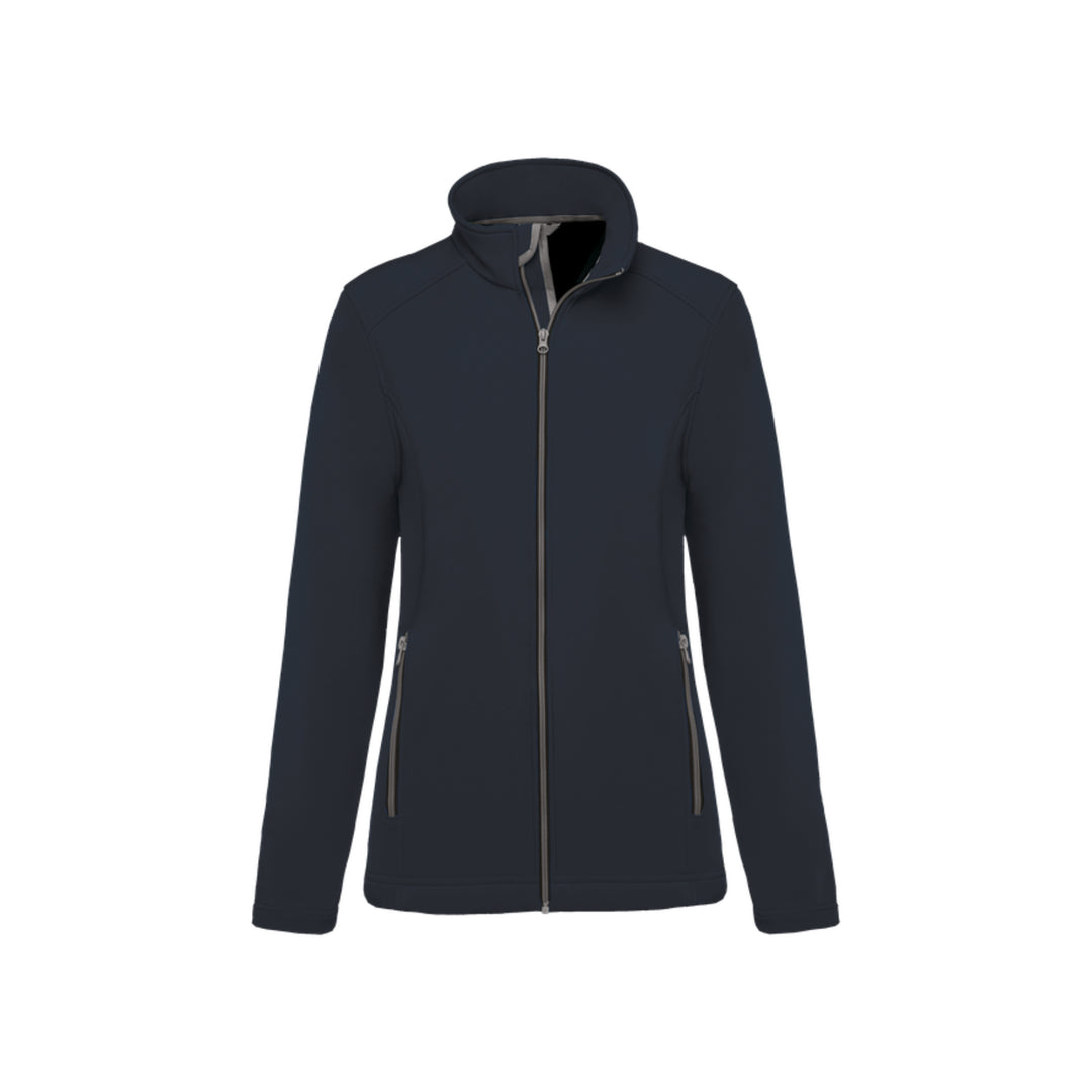 Veste softshell bleu marine à manches longues personnalisée pour femme