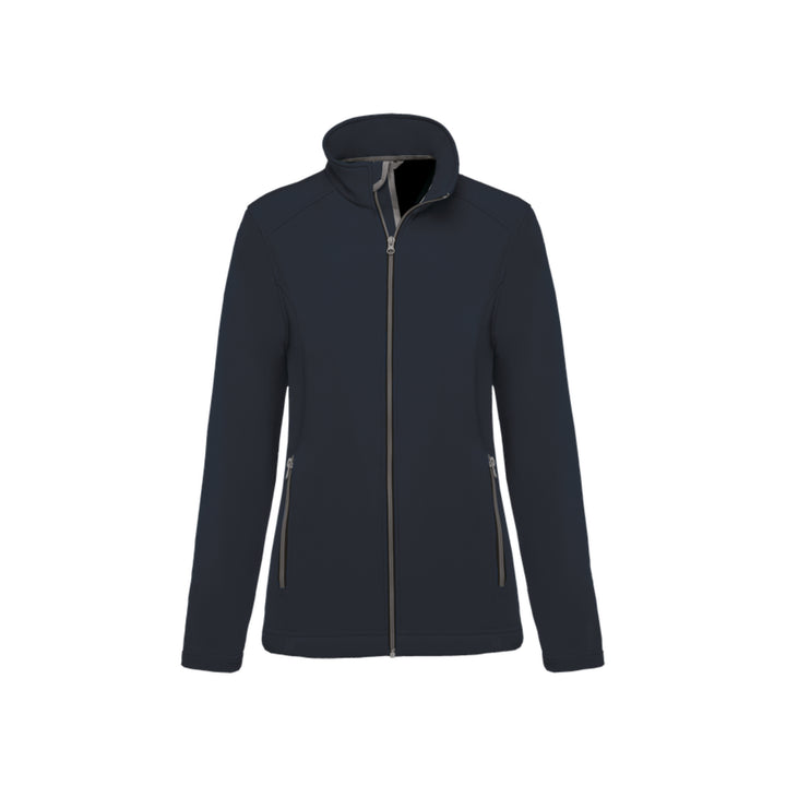 Veste softshell bleu marine à manches longues personnalisée pour femme