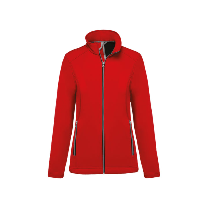 Veste softshell rouge à manches longues personnalisée pour femme